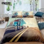 Kodu elamine Luksuslik 3D Veoauto Voodipesukomplekt Punane Veoauto Tekikate Padjap&uuml;&uuml;r Kuninganna ja Kuningas EL/USA/AU/UK Suurus Tekikott Voodipesu EU single(135x200cm)