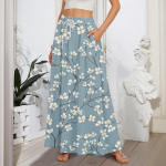 Naiste lendlevad volangidega &auml;&auml;ris, joonega maksiseelikud elastse v&ouml;&ouml;kohaga elegantsed mitmekihilised Boho pikad seelikud L