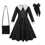 Film Kolmap&auml;evased Cosplay-kleidid Kolmap&auml;evased Addamsi Cosplay-kost&uuml;&uuml;mid Gooti tuul Lapsed Laste kleit Halloweeni peokost&uuml;&uuml;mid 110