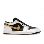 Air Jordan 1 Low Kuldse Swooshiga Meeste Tossud Valge Must Metallik-Kuldne 553558-172 40.5