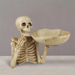 1 tk Vaigust Koljualus Ornament Kausiga &ndash; Unikaalne Skeleti Disain Sise- ja V&auml;lisdekoratsiooniks, T&auml;iuslik Halloweeni ja Surnute P&auml;eva jaoks