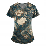 Suures suuruses tr&uuml;kitud Scrub T&ouml;&ouml;vormi topid V-kaelusega naiste l&uuml;hikeste varrukatega l&otilde;busad T-s&auml;rgid Taskutega t&ouml;&ouml;riiete s&auml;rk XL taevasinine v&auml;rv