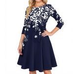 Naiste kokteilikleidid 3/4 varrukaga vintage pulmak&uuml;lalise kleit XL tumesinine