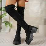 S&auml;&auml;re&uuml;lesed Moodsad &Uuml;mara Ninaga Suede Platvormiga Libisemiskindlad Blokk-kontsaga Skinny Saapad 35 must