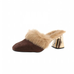 Moodsad kodused karvased karvasussid pl&uuml;&uuml;sist sussid kohevad pl&auml;tud luksuslikud k&otilde;rgekontsaga kingad naiste moodne king 2025 Zapato De Mujer disainer 35 pruun