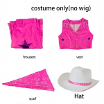 Naiste Printsessi Cosplay Kost&uuml;&uuml;m Roosa R&otilde;ivakomplekt &Uuml;likond Maskeerimisbaar Bi Roosa &Uuml;likond Sall M&uuml;ts Comic Coni Halloweeni jaoks XS