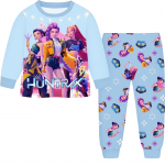 2 tk Filmi K-pops Deemonik&uuml;tid Kawaii Pidžaamakomplekt T&uuml;druk Cosplay &Ouml;&ouml;riided Anime Pikkade varrukatega topid+P&uuml;ksid F&auml;nnidele Halloweeni kingitus 140cm