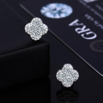 925 Sterling H&otilde;be Moissaniit Neljaleheline Ristik T&auml;hevalgus Luksuslikud K&otilde;rvar&otilde;ngad s925 Sterling Silver