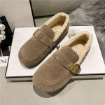 Birkenstock kingad naiste 2025 Doudou kingad talvine samet soe laisk &uuml;ks pedaal retro pehme tallaga kohev puuvillane king 35 aprikoosi