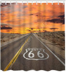 Veekindel pol&uuml;esterkangast du&scaron;ikardina komplekt 12 plastkonksuga Kodukaunistus vannikardinad USA Route 66 m&auml;rk 72X78 tolli 120x180cm gray