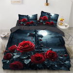 Roosa Musta Seeria Voodipesukomplekt Kuulus Anime Tekikotikomplektid Tekk Voodipesu &Uuml;heinimesevoodi Kuninganna Kuningas &Uuml;heinimesevoodi Suurus Dropshipping Kingitus EU Single 135x200cm