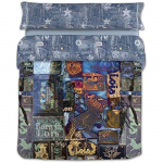 Ensemble de literie - LOIS - Tissus Reina - Qualit&eacute; de Fabrication espagnole - Coton - Bleu sinine