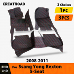Car Floor Mats For Ssangyong Rexton (5 SEAT) 2008 2009 2010 2011 auto foot Pads carpet cover Interior Accessories 1PC-Brown