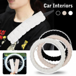 T&auml;iendage Soft Puff Lattice Plush auto stiiliga turvav&ouml;&ouml; kate &otilde;lapadja rihma rakmed padi Auto rooliratta kate 1pcJ0c