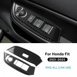 For Honda Fit  2024 2025 Real Soft Carbon Fiber RHD Car Front Door window Lift Frame Interior Trim Accessories Only For RHD