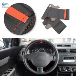 Car Steering Wheel Cover Leather Trim Black with red strip For Peugeot 207 Expert 2009-2016 For Citroen Berlingo Jumpy 2009-2016