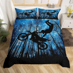 Laste Mustusekrossi Tekikate Twin Queen, &Auml;&auml;rmusspordi Voodipesukomplekt Motokrossi S&otilde;itja Tekikate Komplekt Mootorratta Voodikate Kate EU Single(135x200cm)