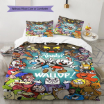 Cupheadi mustriga voodipesu komplekt Tekk Tekikott Padjap&uuml;&uuml;r Kodu kaunistus S&uuml;nnip&auml;evakingitus (1 * tekikott + 2 * padjap&uuml;&uuml;ri, ilma s&uuml;damikuta) 135x200cm