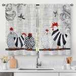 2 tk - Retro t&auml;piline kana abstraktse kunstimustriga tr&uuml;kitud kardinad  akna kaunistused  kodu kaunistused  ruumi kaunistused 100*130 HOOK 1pcs