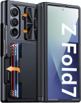 Samsung Galaxy Z Fold 7 &uuml;mbris RFID-rahakott kaardihoidjaga [Hingekate] [Kaamerakate] P&otilde;rutuskindel silikoonist kaitse&uuml;mbris telefonile - Sinine must