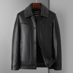 S&uuml;gis-Talvine Meeste PU Nahkjakk Fliisiga Paksenenud Karvaga Integreeritud Nahkjakk 195 must