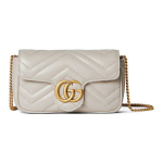 Gucci GG Marmont Double G Logo Kett Tepingitud Nahast Minirinnakott Naiste kotid Helehall 476433-DTDHT-1712 Box(Basic Set+Box)