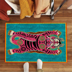 Retro Tiiger Tere tulemast uksematt mustriga matt vaibad k&ouml;&ouml;ki vannituppa ruuduline &auml;&auml;r magamistuppa kodu kaunistus vaip 80x120CM black