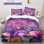 Kpopi deemonik&uuml;ttide mustriga voodipesu, tekikomplekt, tekikott, padjap&uuml;&uuml;r, kodu s&uuml;nnip&auml;evakingitus (1 * tekikott + 2 * padjap&uuml;&uuml;ri, ilma s&uuml;damikuta) 135x200cm pink