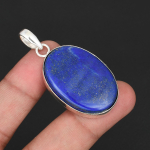 Naturaalne lapis lazuli ovaalne ripats 925 sterlingh&otilde;beda kattega &ndash; K&auml;sitsi valmistatud sinise kivi statement-ehe naistele ja meestele blue
