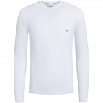 Emporio Armani S&uuml;gis/Talv 24 &Uuml;hev&auml;rviline &Uuml;mmarguse Kaelusega Logoga Pikkade Varrukatega T-s&auml;rk Meeste topid Valge 111023-4F512-00010 S