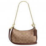 Coach Teri 19 Logo T&otilde;mblukuga Sulgemine Kunstnahast Taaskasutatud Nahaga &Otilde;lakott Risti Keha Kott V&auml;ikesed Naiste Kotid Pruun CW323-IMXHE Basic Set (Bag+Dust Bag)