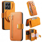 2-&uuml;hes Eemaldatav T&otilde;mblukuga Kaardipesa Rahakott Nahast &Uuml;mbris Xiaomi Redmi Note 13 Pro Plus 12 13C 14Tpro jaoks Magnetiline Eemaldatav Kate For Redmi 12 kollane