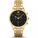 Emporio Armani Ajalooline Kollektsioon Must T&auml;hik Kuldne Metall Meeste Kvarts Kronograaf K&auml;ekell AR1893 must