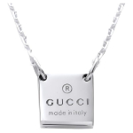 Gucci Ruudukujulise Logoga Graveeritud Ripats Unisex Kaelakee H&otilde;bedane 223514-J8400-8106 Box+Shopping Bag-Dust Bag+Box+Shopping Bag