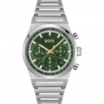 BOSS Candor Chrono Roheline sihver Roostevabast terasest Meeste kvartskell 1514220 roheline