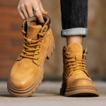 Vintage Meeste Platvormiga Pahkluusaapad Ehtne Nahk S&uuml;gis Briti Chelsea Saapad V&auml;litingimustes Libisemisvastased Vabaaja T&ouml;&ouml;saapad Botas Hombre 39 pruun