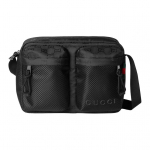 Gucci GG Monogram Nailonist Messenger Bag, Must Web-triibu ja GUCCI logoga, Meeste Crossbody &otilde;lakott igap&auml;evaseks reisimiseks 834475-FAD76-1047 Basic Set (Bag+Dust Bag)