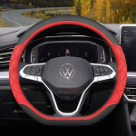 Nahast autojuhtimiskangi kate Volkswagen Atlas Tiguan Polo Tayron T Roc Cross Taos 2022 2023 2024 2025 2026 Tarvikud punane