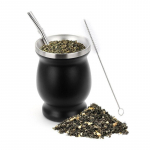 Roostevabast terasest Yerba Mate tass Argentina Yerba Mate k&otilde;rvits Bombillade ja puhastusharjaga Kahekordse seinaga teetasside komplekt