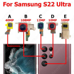 Tagumine Esikaamera Samsung S22 Ultra 5G S22Ultra S908 jaoks Tagumine Esik&uuml;ljega N&auml;oga Selfie Tagumine Kaameramoodul Mobiiltelefoni Osad Camera E gray