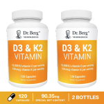 D3-vitamiin koos K2-vitamiiniga toidulisandi kapslid, tasakaalustatud multivitamiinilisand, sobib nii meestele kui ka naistele. 120*2 beige