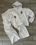 ZYLLO Ameerika Lihtne Klassikaline Triibuline Spordihoodie Kaheosaline Komplekt T&auml;navastiil Retro Trend Jooksup&uuml;ksid Hallid Jooksup&uuml;ksid S