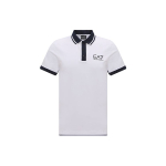 Emporio Armani EA7 V&auml;rviplokk Logo Tr&uuml;kiga Vabaaja N&ouml;&ouml;bitav Sirge L&otilde;ikega L&uuml;hikeste Varrukatega Polo S&auml;rk Meeste pealisr&otilde;ivad Valge 3RPF17-PJ03Z-1100 M white