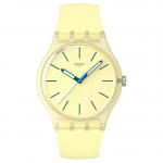 SWATCH Essentials Seeria Kvartsmehhanism 30 Meetrit Veekindel Unisex &Scaron;veitsi Kell 41mm Kollane T&auml;hik Biosource Materjalist Korpusega Silikoonrihm SO29J102 kvarts