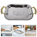 35 cm roostevabast terasest reljeefne serveerimisalus Ristk&uuml;likukujuline Vana Prantsuse stiilis Kohvilaua Buffeti Magustoidualus Suupistete serveerija 30X20X2.3CM