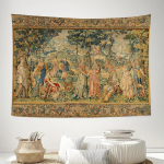 Keskaegne metsakangastik, vintage seinakaunistus renessanssistiilis &otilde;ukonast lopsakas roheluses, magamistoa sisustuseks 180x180CM