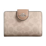 Coach Signature L&otilde;uend 13 Br&auml;ndi Logo Kl&otilde;pskinnitusega Premium Nahast Rahakott Naiste rahakott Beež CW786-SVPWH Gift Box Sets (Basic Set+Black Box) beige