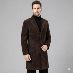 Pruun Meeste Suede Lambanahk Pehme Peo Sobivus K&auml;sit&ouml;&ouml;na Valmistatud Stiilne Trenchcoat S pruun