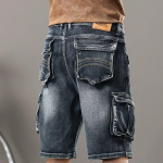 Vintage Must Teksist Cargo L&uuml;hikesed P&uuml;ksid Meestele Mitme Taskuga L&otilde;dvad Suured Suurused Noorte Trendikad Suvised Viiepunktilised P&uuml;ksid Elastsed Keskmise Pikkusega L&uuml;hikesed P&uuml;ksid 28 must