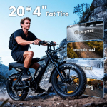 AtlasTrek V8 Max Elektriline Paksuratas Raudraam 48V 15AH Liitium Harjadeta H&uuml;drauliline Ketaspidur Ebike M&auml;gi T&auml;isvedrustus 250W